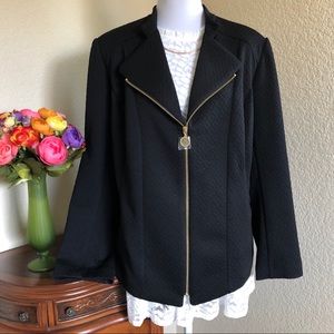 Anne Klein Gold Zippered Textured Blazer